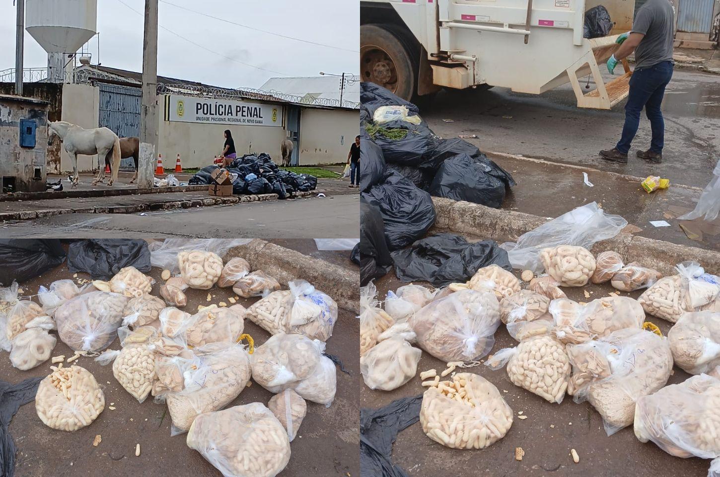 Comida levada por familiares de detentos acaba no lixo no presídio de Novo Gama