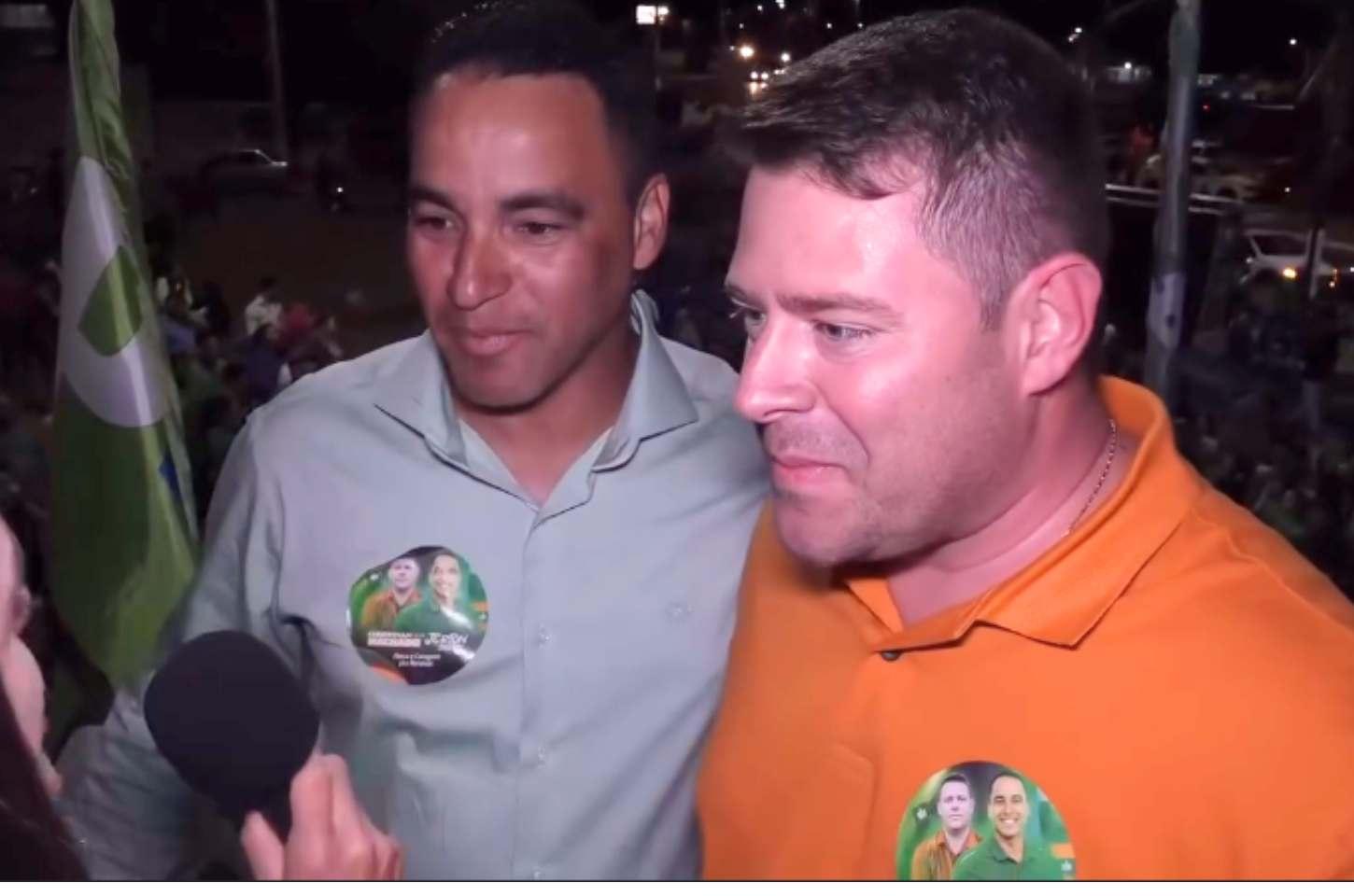 Jerton e Christovam Machado durante as Convenções Eleitorais de 2024, em Novo Gama - GO. Foto: Reprodução.
