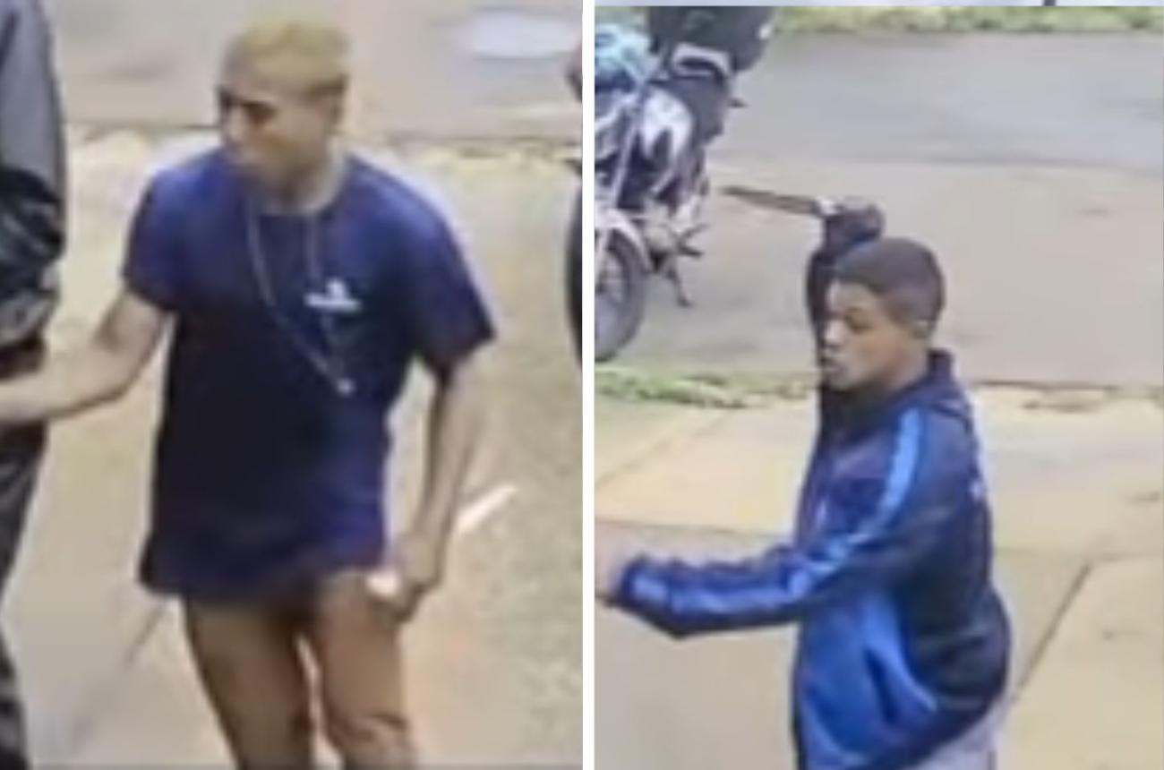 Imagem mostra dupla armada com facas ameaçando motociclista durante roubo na Santa Maria, em (05/01).